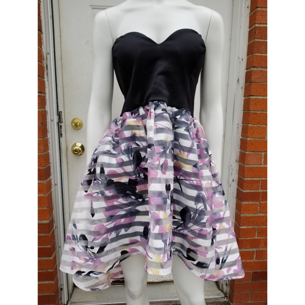 Strapless High Low Skater Dress